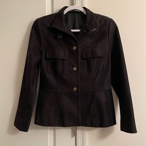 Linda Allard Ellen Tracy Black Suede Leather Jacket size 10 petite